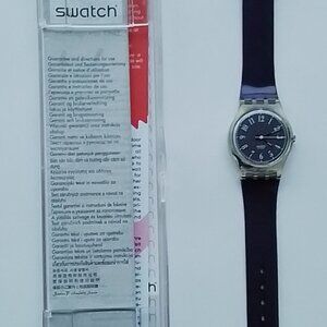 Swatch Women's Black and Silver Timepiece